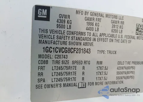 2012 Chevrolet Silverado 2500Hd Work Truck из США, поврежденный, VIN 1GC1CVCG8CF201843